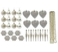 Lot de 35 boules de Noël décoratives en forme de cœur avec flocons de neige (champagne doré)