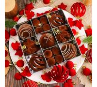 Lot de 35 boules de Noël en plastique floqué conçues pour sapin de Noël et décorations saisonnières créatives (rose)