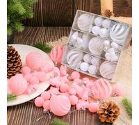 Lot de 35 boules de Noël en plastique floqué velouté pour décoration de sapin de Noël et d'événements saisonniers (bleu)
