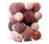 Lot de 35 boules floquées de tailles multiples pour décoration de sapin de Noël pour thèmes créatifs de vacances (F)
