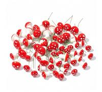 Lot de 35 champignons décoratifs GMMH pour travaux manuels, décoration de table pour mariage, anniversaire d'enfant, paysages miniatures et jardin, Noël - Brown, Rouge