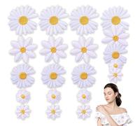 Lot de 35 écussons thermocollants - Motif marguerites - Pour textiles - À repasser - Pour jeans, vestes et adultes