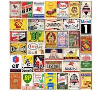 Lot de 35 panneaux en métal vintage reproduits - Gas Oil Retro Publicité - Pour garage, homme, grotte, bar, cuisine, décoration de voiture nostalgique, 20,3 x 30,5 cm (35 pièces gaz vintage 1)