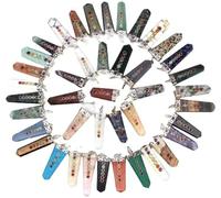 Lot de 35 pendentifs plats uniques et authentiques avec pendentif chakra de guérison - Pierre naturelle - Pour homme et femme