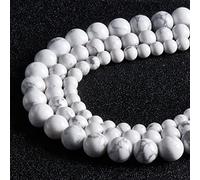 Lot de 35 perles rondes en howlite naturelle de 10 mm pour la fabrication de bijoux avec cordon élastique en cristal
