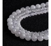 Lot de 35 perles rondes en jade blanc de 10 mm, pierres précieuses naturelles, pour la fabrication de bijoux, avec cordon extensible en cristal.