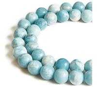 Lot de 35 perles rondes en larimar naturel de 10 mm pour la fabrication de bijoux