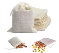 Lot de 35 sacs en mousseline de coton pour la cuisine, sacs à épices avec cordon de serrage, sacs à épices pour la cuisine, sachets de thé réutilisables pour thé en vrac, sachets de bouquet garni (4