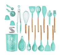 Lot de 35 ustensiles de cuisine - Spatule - Accessoires de cuisine indispensables avec support, fouet à œufs, séparateur, pince, tourneur, cuillères, tasses