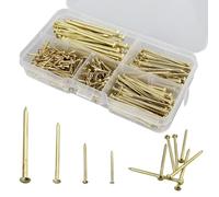 Lot de 350 clous muraux - Assortiment de clous en laiton - Clous plaqués laiton pour le travail du bois - Clous dorés pour suspension murale - Clous en laiton (20 mm/25 mm/40 mm/50 mm)