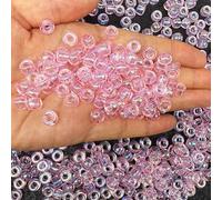 Lot de 350 perles Pony couleur AB pour bracelets, perles Kandi en acrylique rose pour la fabrication de bijoux d'amitié, perles de cheveux pour tresses (6 x 9 mm, rose)