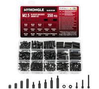 Lot de 350 vis M2.5 - Entretoises de carte mère - En plastique - Pour carte mère - Pour platine PCB mâle et femelle - Entretoises en nylon - Noir