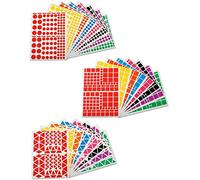 Lot de 3500 Gommettes : Rondes + Carrées + Triangulaire + 1 Index Adhésif couleurs assorties Blumie