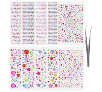 Lot de 3514 strass autocollants à coller pour le bricolage - Pierres à paillettes - Visage pour bricolage - Strass autocollants - Multicolore - Différentes formes - Tailles