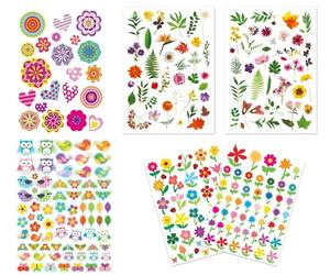 Lot de 354 Gommettes fleurs nature - de 1 à 6,5 cm - autocollants stickers scrapbooking