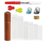 Lot de 36 aiguilles à coudre, 6 tailles, aiguilles à broder, enfile-aiguilles, déchiqueteuse et dé à coudre, pour le tissage, le tricot, la broderie, la couture (taille 1)