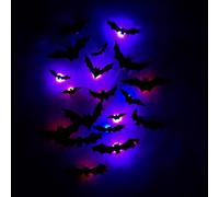 Lot de 36 autocollants de fenêtre chauve-souris d'Halloween en plastique noir pour Halloween, extérieur, intérieur, salle de bar, décoration de fenêtre