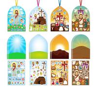 Lot de 36 autocollants « Make an Easter He Lives » pour crèche de Noël, autocollants chrétiens de Pâques Jésus à faire soi-même pour Pâques, crèche chrétienne religieuse pour fête de Pâques