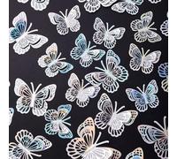 Lot de 36 autocollants muraux amovibles en forme de papillon 3D pour décoration d'intérieur, chambre d'enfant, chambre à coucher, salon (argenté)