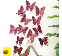 Lot de 36 autocollants muraux papillon 3D en PVC conçus pour la décoration murale, miroir et verre, effet double couche, résistant à la décoloration et à l'humidité
