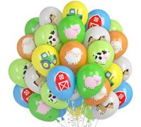 Lot de 36 ballons en forme d'animal de la ferme - Décoration d'anniversaire sur le thème de la ferme - Motif : tracteur, vache, mouton, cochon - Pour enfants - Fête à thème