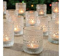 Lot de 36 bougeoirs votifs pour Centre de Table, Remplissage de Cire à Faire soi-même, Porte-Bougies Chauffe-Plat en Verre Transparent pour décoration de Mariage, Cadeau, décoration d'intérieur
