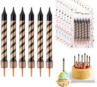 Lot De 36 Bougies D'anniversaire - Noir Et Doré - 9 Cm - Grandes Bougies D'anniversaire - Bougies Fines Et Longues - Avec Support - Décoration Cupcake Pour Mariage, Noël, Fête[Z5952]