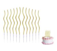 Lot de 36 Bougies d'Anniversaire Spirale Dorée pour Gâteau - Décoration pour Fête Enfant, Adulte, Mariage - Cierge de Tarte