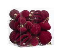 Lot de 36 Boule De Noel Velour Bordeaux, Boules De Noël Floquées Incassables pour Deco Sapin De Noels, Boules De Noëls pour Couronne De Cheminée Intérieure, Fête De Mariage De Vacances