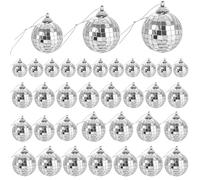 Lot de 36 boules à facettes disco - Décoration argentée - Mini boule disco à suspendre - Décoration de gâteau, fête, bar, décoration de vacances (4/3/2 cm)