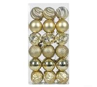 Lot de 36 boules de Noël avec finition galvanisée Doré 6 cm | Finition brillante galvanisée, plastique incassable, lot de 36 pièces, taille 6 cm, mélange multicolore