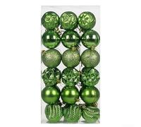 Lot de 36 boules de Noël avec finition galvanisée Vert fruit 6 cm | Finition brillante galvanisée, plastique incassable, lot de 36 pièces, taille 6 cm, mélange multicolore