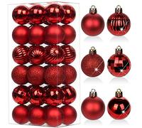 Lot de 36 boules de Noël de 4 cm en plastique avec crochet de suspension - Décorations de sapin de Noël pour mariage, fêtes, anniversaires, Noël, Halloween, décoration de la maison