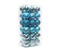 Lot de 36 boules de Noël en plastique incassable dans des couleurs et styles assortis pour décoration de vacances, sans danger pour les enfants et les animaux domestiques, faciles à accrocher pour