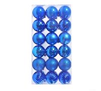 Lot de 36 boules de Noël en plastique incassable pour décoration d'arbre, couronnes et fêtes de fin d'année (bleu)