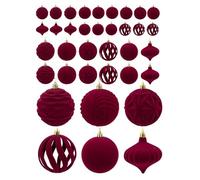 Lot de 36 boules de Noël en velours | Boules décoratives floquées avec design, décoration d'intérieur, décoration d'arbre de vacances, décorations incassables | fêtes chrétiennes et festivals