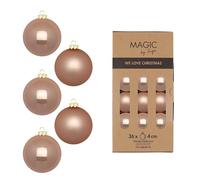 Lot de 36 boules de Noël en verre - 4 cm - Mat et brillant - Petites boules de Noël pour Noël - Décoration de Noël et sapin de Noël - Beige - Golden Sesame