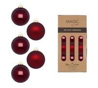 Lot de 36 boules de Noël en verre - 4 cm - Mat et brillant - Petites boules de Noël pour Noël - Décoration de Noël et décoration de sapin de Noël - Bordeaux foncé - Port lisse