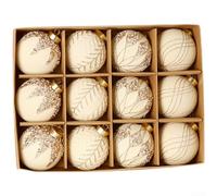 Lot de 36 boules de Noël floquées peintes à la main, design d'art moderne pour décoration de sapin de Noël et décoration intérieure saisonnière (couleur vin éclatant)