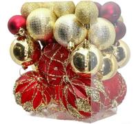 Lot de 36 boules de Noël plaquées pour sapin et fenêtre, fabriquées en PVC et méthodes d'artisanat mixtes (couleur mélangée B)