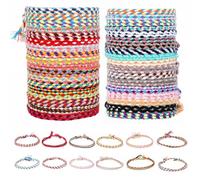 Lot de 36 Bracelets Brésiliens d'Amitié, Tissés à la Main à Cordon Réglable | bracelets de surf tressé empilables, adapté femme et homme, couleurs vives, pour anniversaire et fête