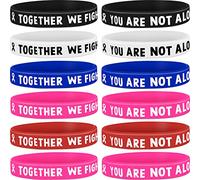 Lot de 36 bracelets en caoutchouc de sensibilisation au cancer avec inscription « Together We Fight, You are Not Alone », cadeau pour les patients, la famille et les amis