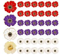 Lot de 36 broches coquelicots rouges violets et blancs pour le jour du Souvenir Soldat Armée Peace Chevaux Animaux Memorial