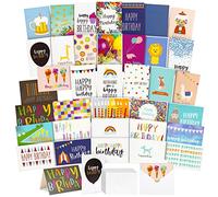 Lot de 36 cartes de vœux assorties Happy Birthday, 36 motifs et dessins uniques, enveloppes incluses, 10 x 15 cm environ