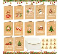 Lot de 36 cartes postales de Noël avec enveloppes, différents thèmes, format A6, enveloppes et sceaux, pliables, pour bénédictions de la famille ou des amis