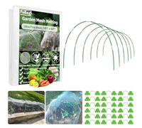 Lot de 36 cerceaux de jardin en maille ultra fine de 3 x 15 m, 36 cerceaux tunnel de serre de 2,4 m pour couverture surélevée, filet d'insectes, d'oiseaux, pour protéger les légumes, les fruits, les