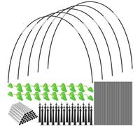 Lot de 36 cerceaux de serre pour plates-bandes surélevées, cadre de support amovible en fibre de verre avec 30 tuyaux de connexion, 18 clips, 20 clous au sol, tunnel de culture antirouille pour filet