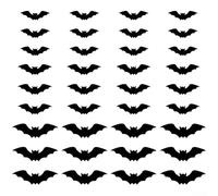 Lot de 36 chauve-souris lumineuses 3D d'Halloween 2025 - Résistante aux intempéries - Avec lumière LED violette - Ornements à suspendre pour intérieur ou extérieur - Décoration effrayante au mur ou au