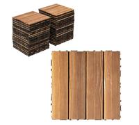 Lot de 36 dalles de terrasse à emboîter en bois d'acacia massif - 30 x 30 cm - Pour véranda, balcon, toit, jardin et terrasse