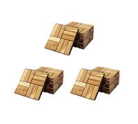 Lot de 36 dalles de terrasses 30x30cm en bois d'acacia. motif carré. clipsables